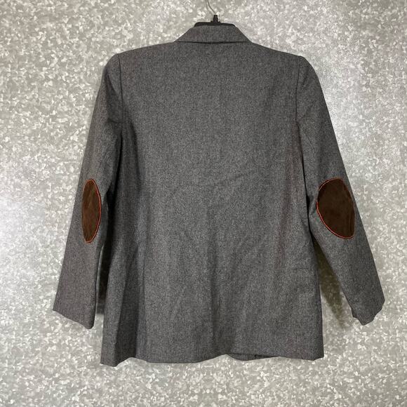 Sag Harbor Petite Women's Gray Academia Blazer Elbow Patches - Size 8P - Wool - Picture 7 of 7